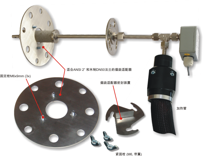 在线式烟气探针及烟囱适配器 M64x4mm